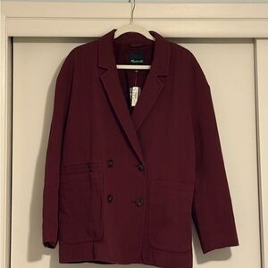 Madewell Deep Burgundy Double-Breasted Blazer